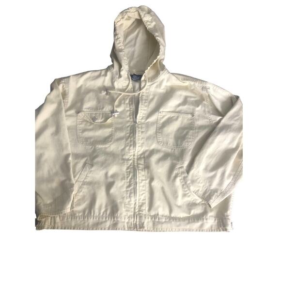 DENIM & Co Jacket Womens Size 2XL Hood Utility Windbreaker Soft Yellow - Picture 4 of 10